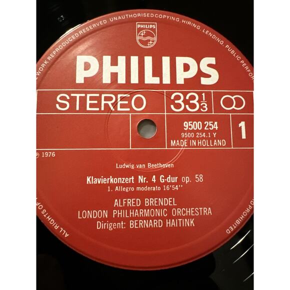 Alfred Brendel Beethoven Piano Concerto No. 4 - Philips 9500 254 Haitink 1976 - Picture 8 of 9
